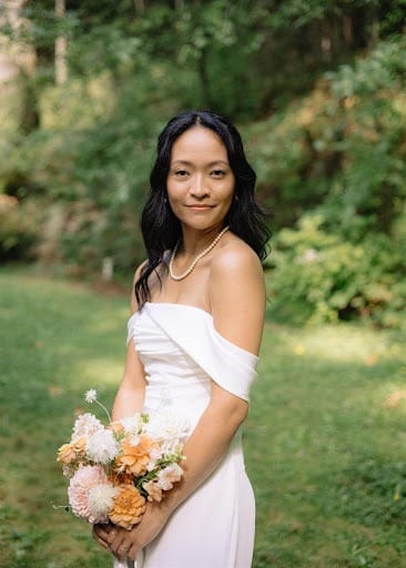 Bride holding wedding bouquet